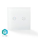 Nedis WIFIWS20WT - SmartLife nástěnný vypínač | Wi-Fi | Dvojitý | Nástěnný Držák | 86 mm | 86 mm | 1