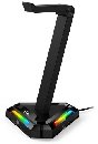 Genius GX-UH100, Stojan, na herní headset s USB HUBem, RGB podsvícení, 2x USB, 2x USB-C, černý