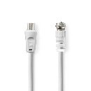 Nedis CSGL41800WT15 - Satelitní a Anténní Kabel | F zástrčka - IEC (Koax) zástrčka | 1,5 m | Bílá