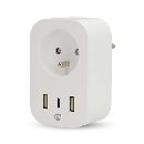 Nedis WIFIP151EWT - WiFi Chytrá Zásuvka |Typ E (CEE 7/6) / 1x USB-C / 2x USB | 0 - 55 °C | Android /