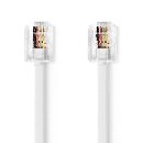 Nedis TCGL90200WT50 - Telekomunikační kabel | RJ11 Zástrčka - RJ11 Zástrčka |5 m | Bílá