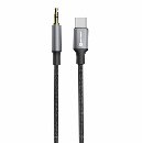 SWISSTEN AUDIO ADAPTÉR TEXTILE USB-C (samec) / 3,5 mm JACK (samec) 1,5M ČERNÝ (nahrazuje 73501303)