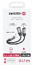 SWISSTEN NABÍJECÍ AUDIO ADAPTÉR TEXTILE LIGHTNING (samec) / 2x LIGHTNING (samice) 0,12 M ČERNÝ
