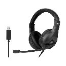 C-TECH sluchátka s mikrofonem MHS-05, USB, ovládání na kabelu, náhlavní, černá