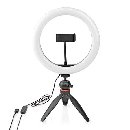 Nedis RLSTND100BK - Kruhové Světlo | 10 inch | 120 LED's | 2700 - 6700 K | Stativ | Černá